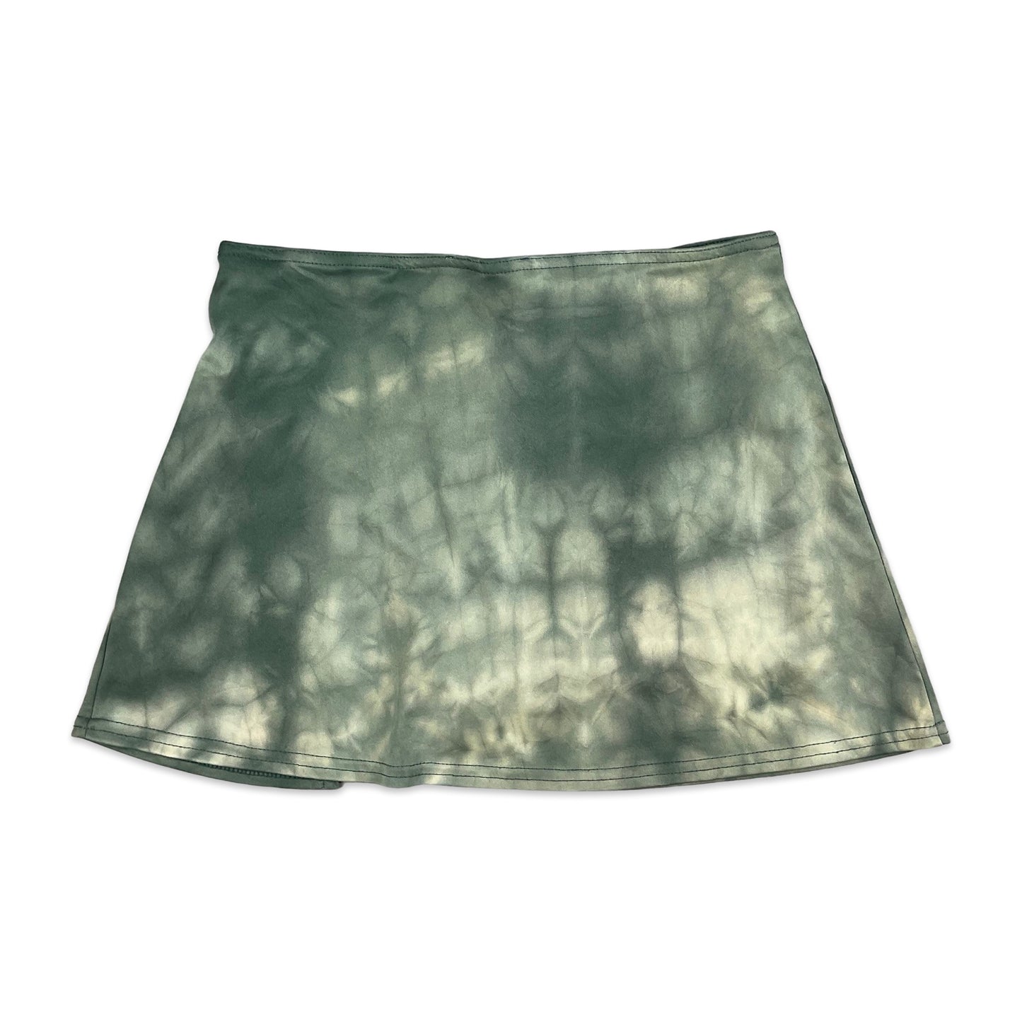 Vintage 90s Green Beige Tye Dye Mini Skirt 10 12