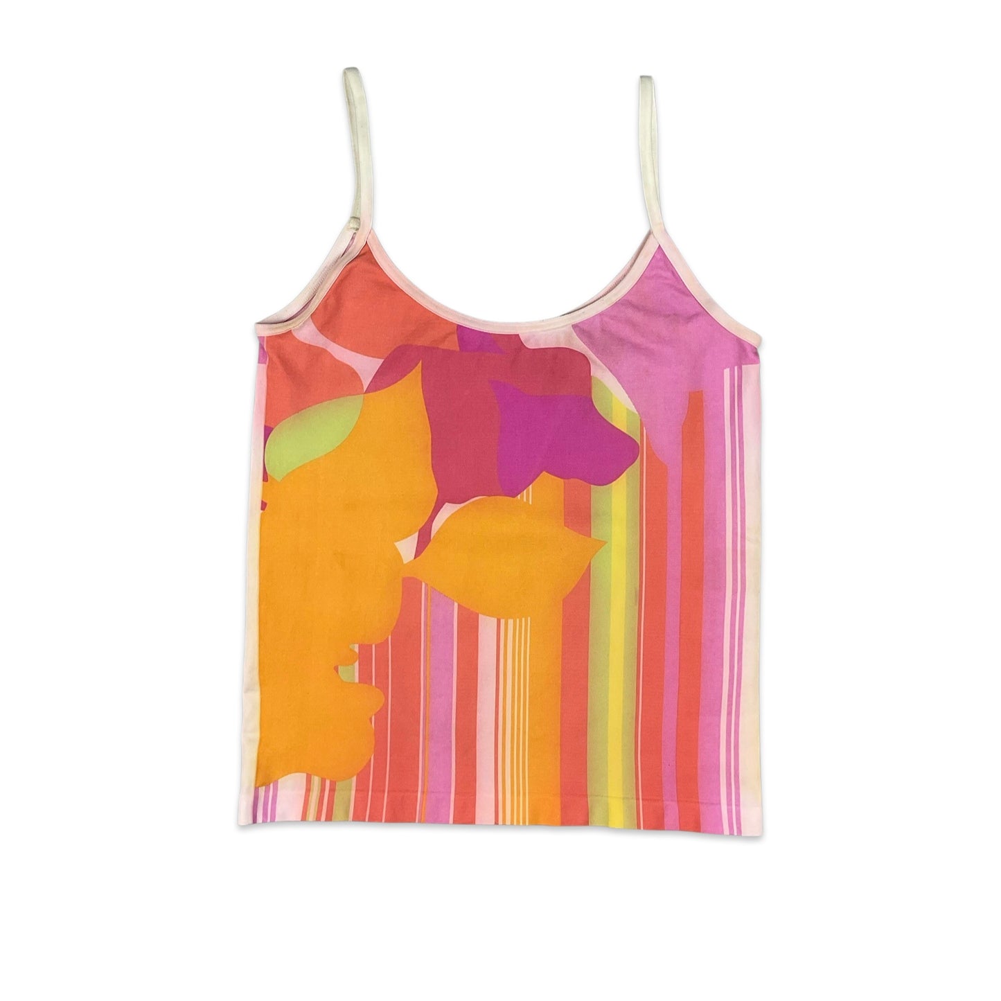 Vintage Bright Abstract Print Crop Top 6 8