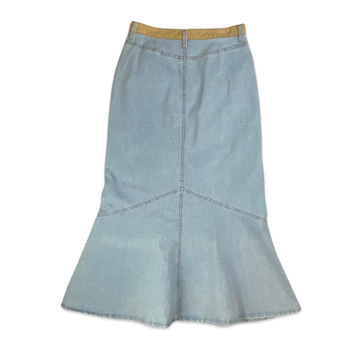 90s Light Denim Maxi Mermaid Skirt 8 10 12