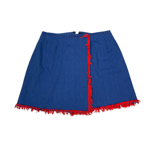 Vintage Denim Mini Skirt with Red Trim 8