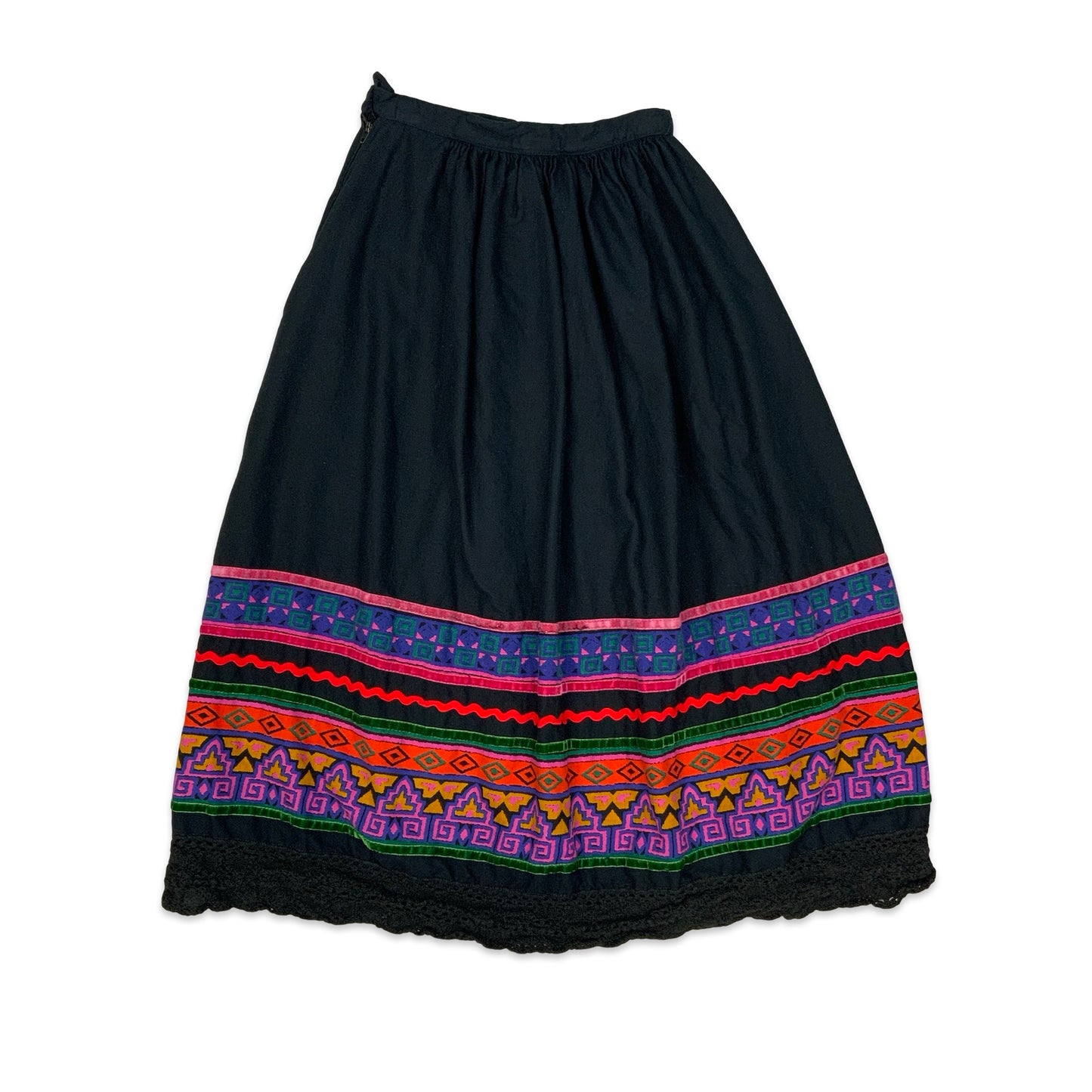 Vintage Black Prairie Midi Skirt 4
