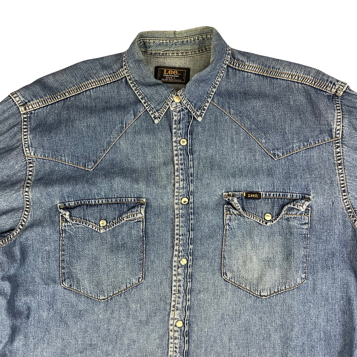 90s Lee Blue Denim Shirt L