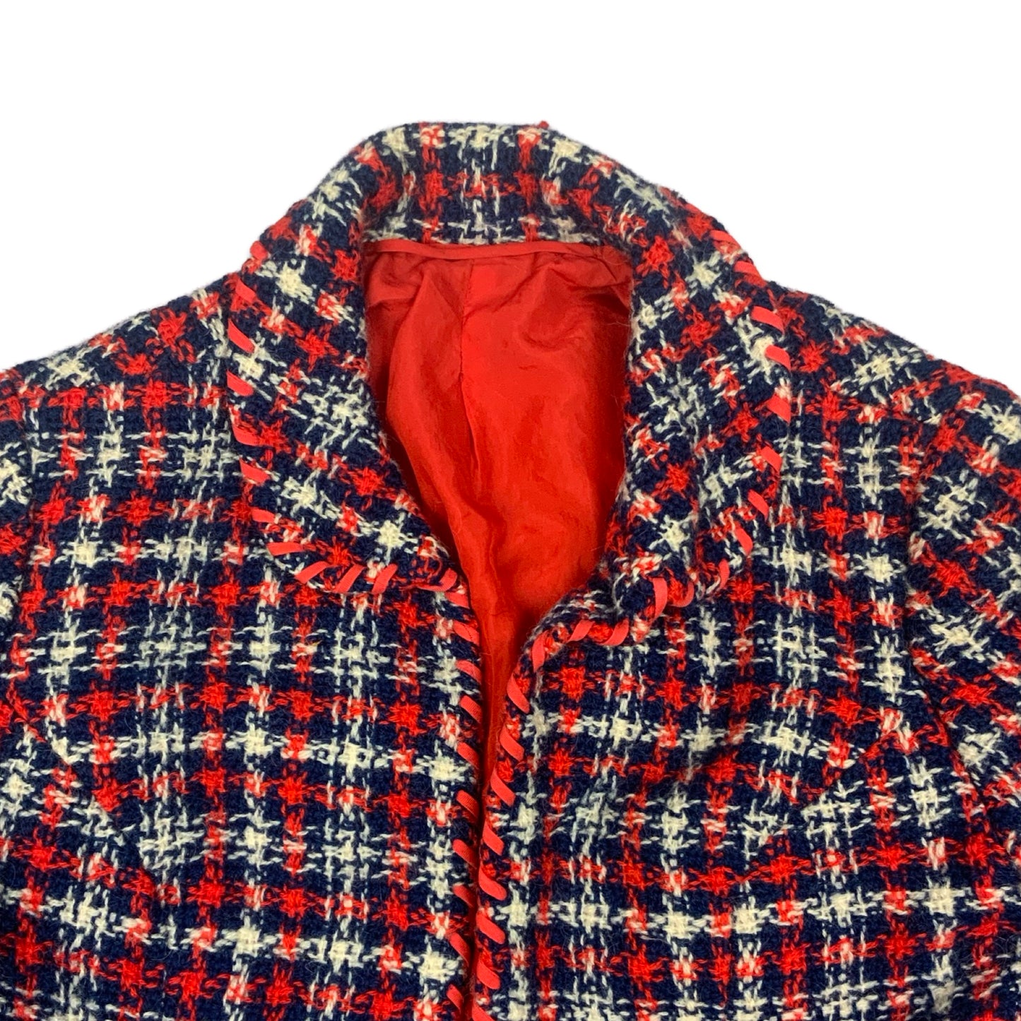 Vintage Red White & Blue Dogtooth Cropped Jacket 8 10