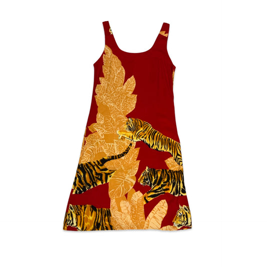 Vintage Red & Orange Tiger Slip Dress 6 8