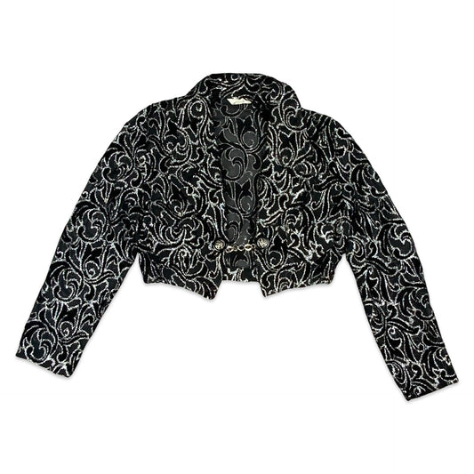 80s Black & Silver Cropped Jacket