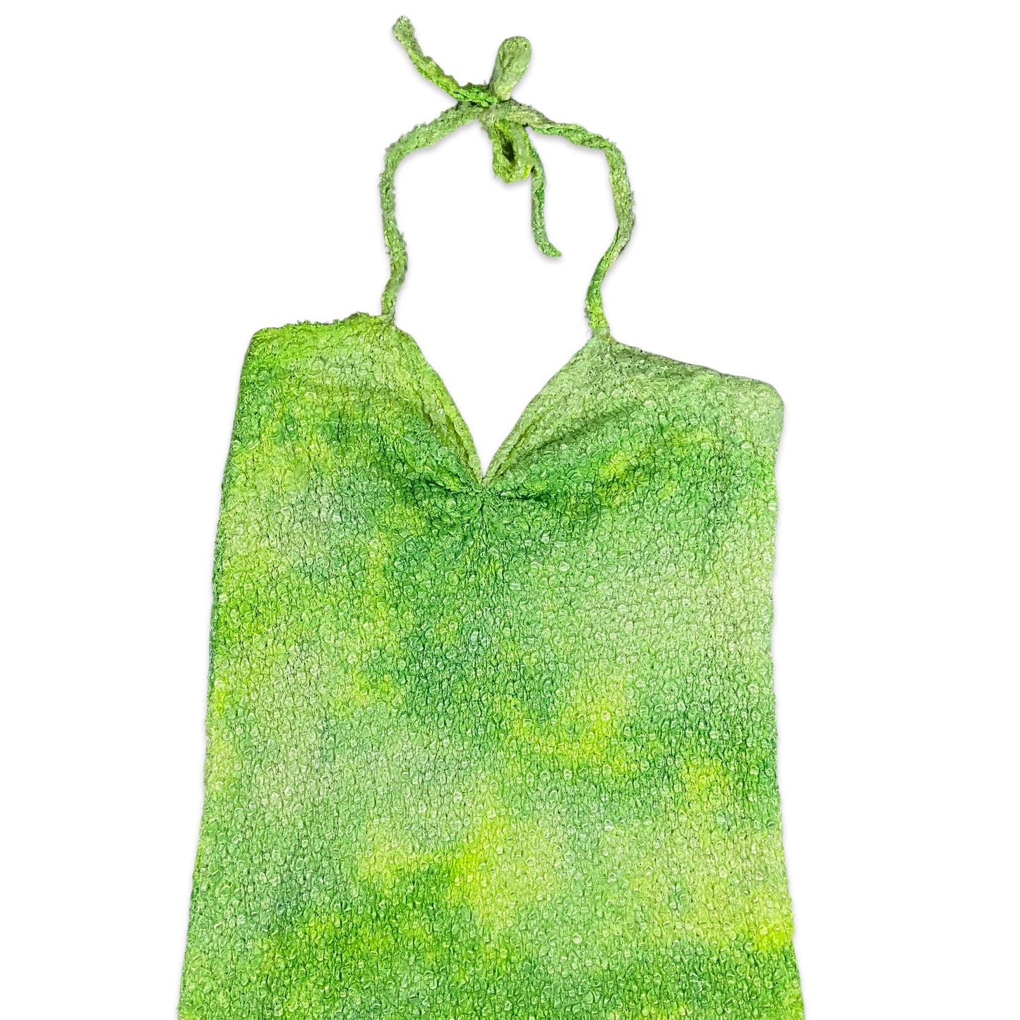 90s Lime Green Halter Neck Dress