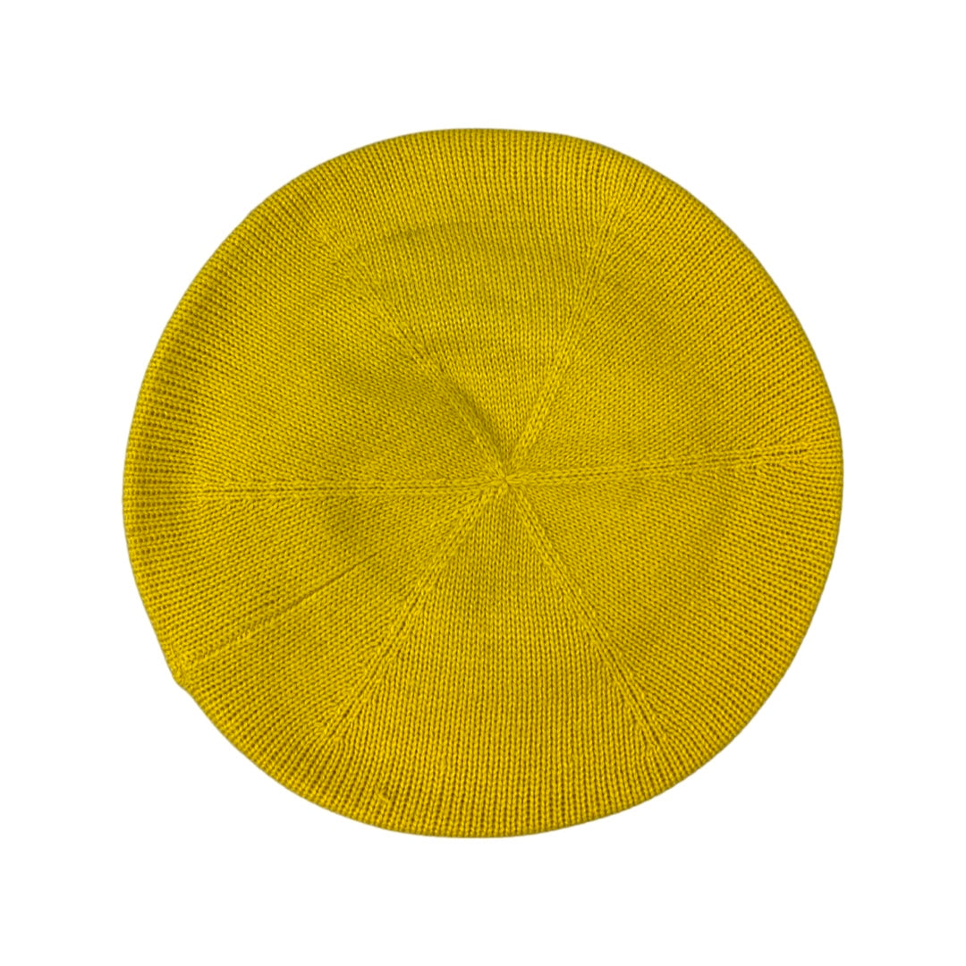 Vintage sunshine yellow knitted beret