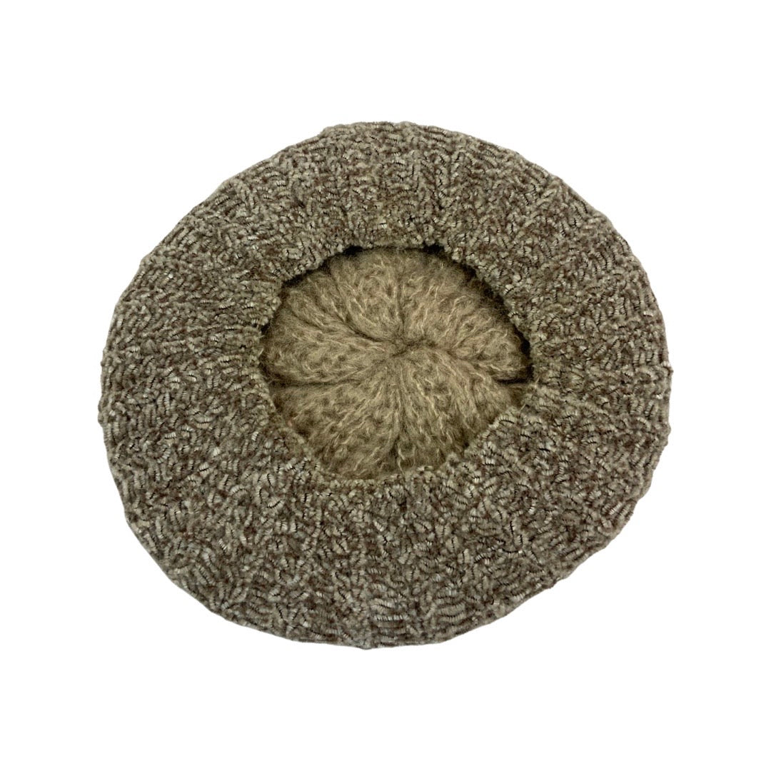 Vintage Brown Beige Chenille Beret