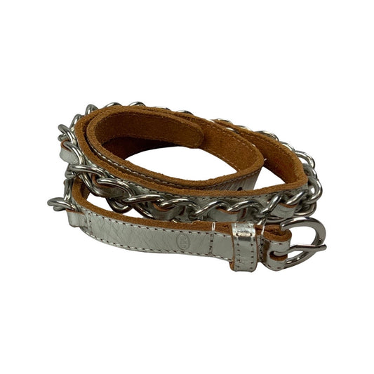 Vintage Silver Leather Chain Belt