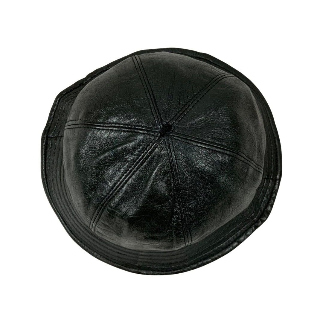 Vintage Black Leather Bucket Hat
