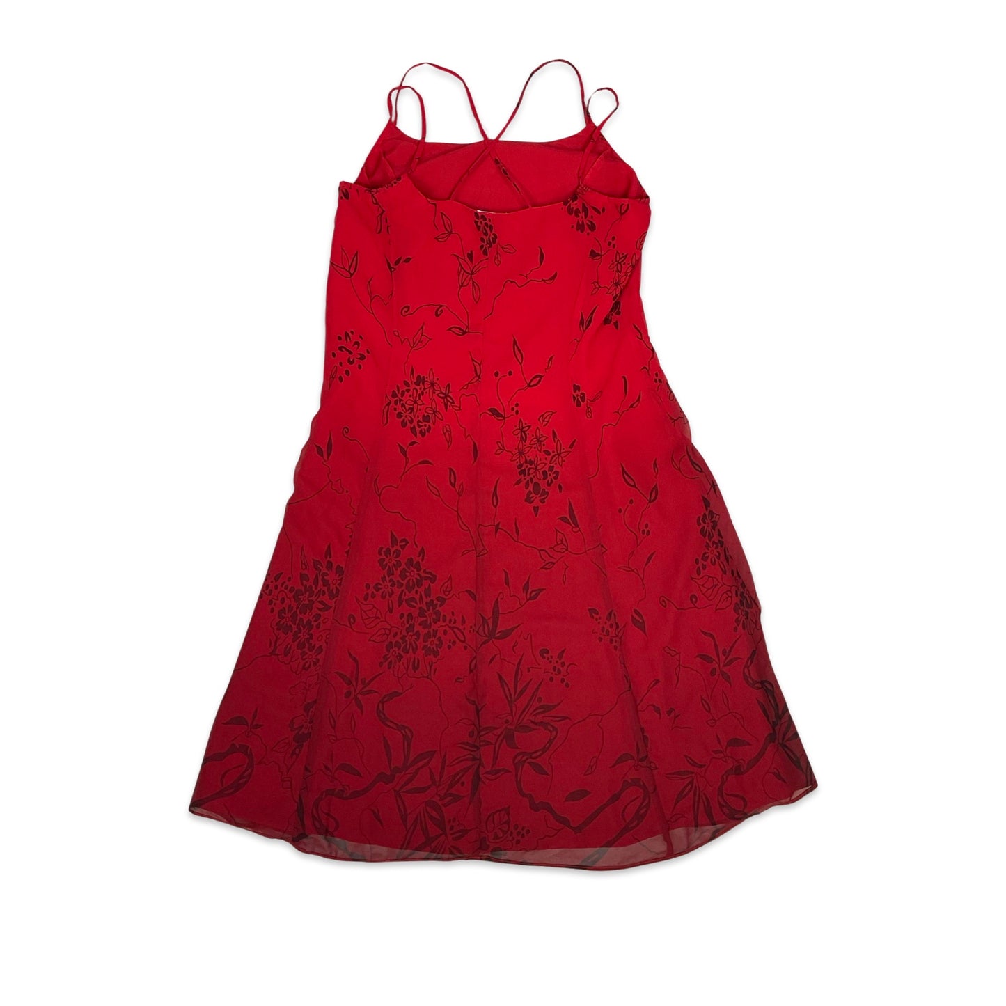 90s Red & Black Floral Aline Summer Dress 12