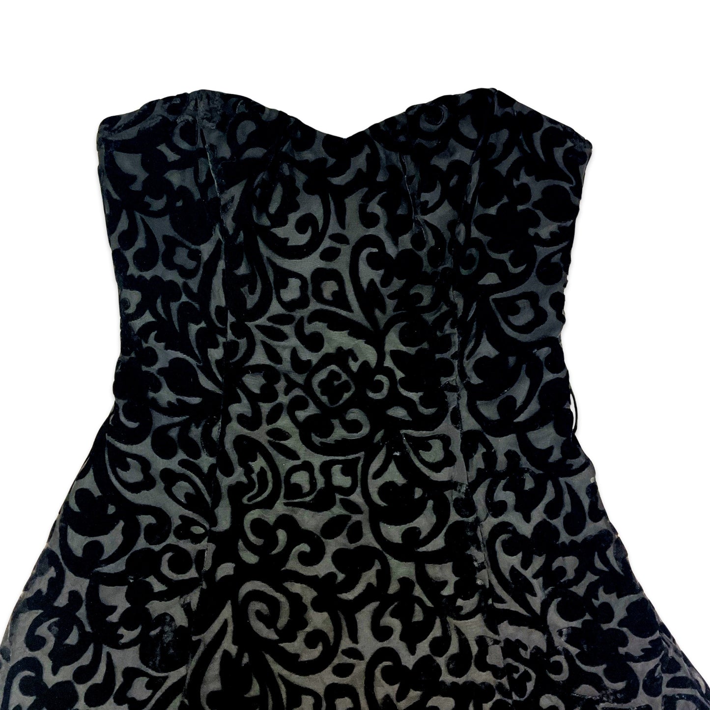 90s Black Velvet Strapless Bouffant Dress 6 8