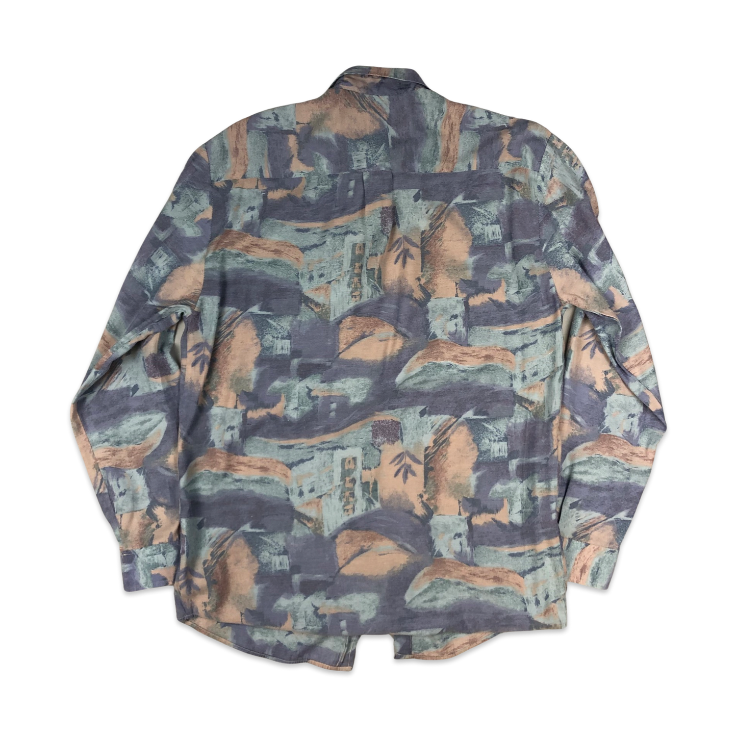 Vintage 80s Pastels Abstract Print Shirt M