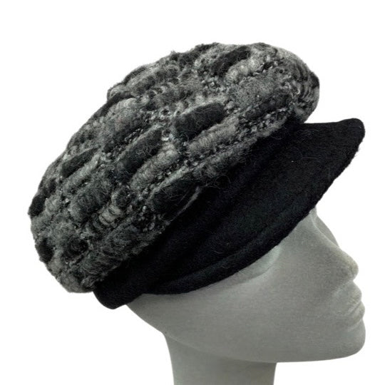 Vintage Grey Knitted Texture Peaked Beret