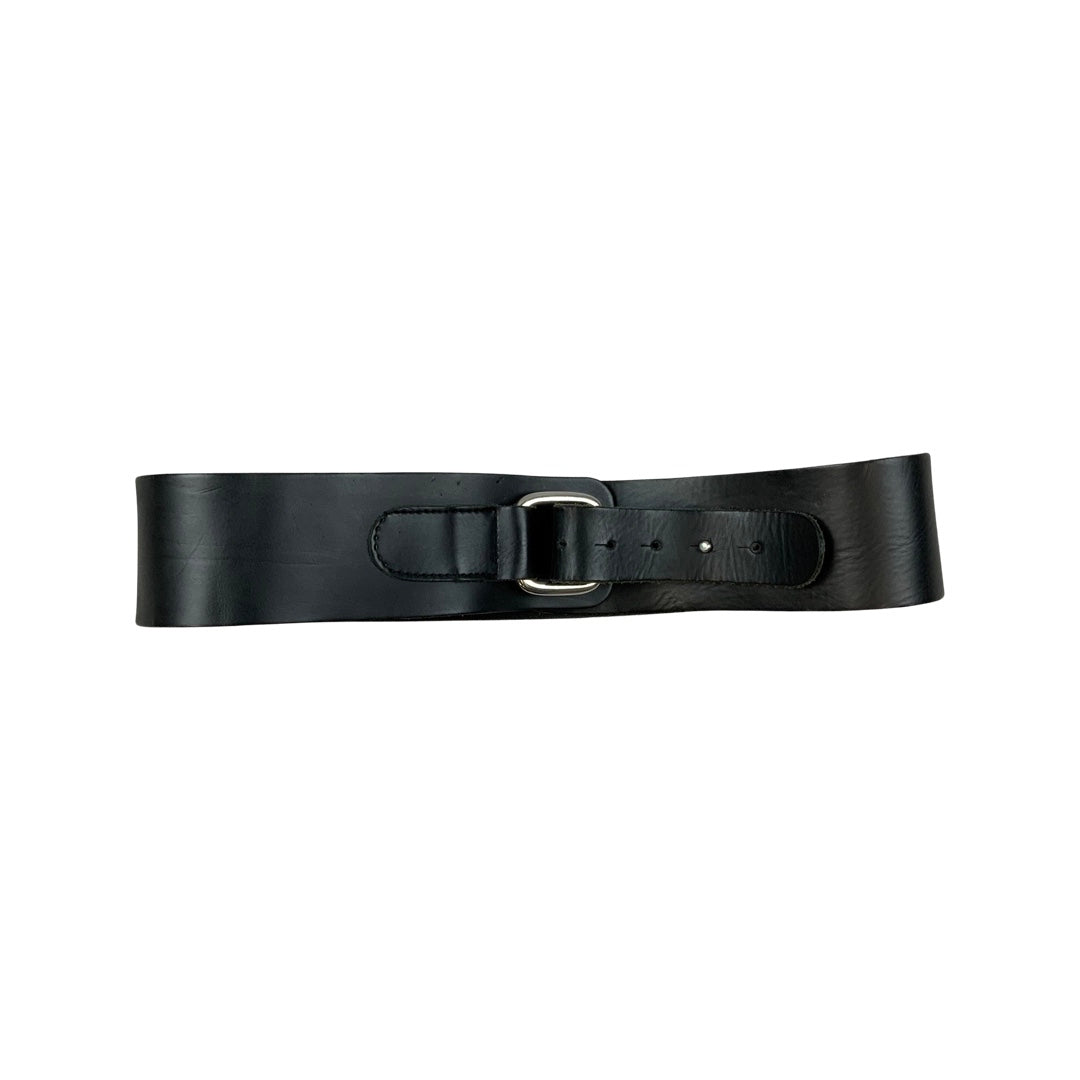 Vintage 90s Black Square Buckle Leather Belt