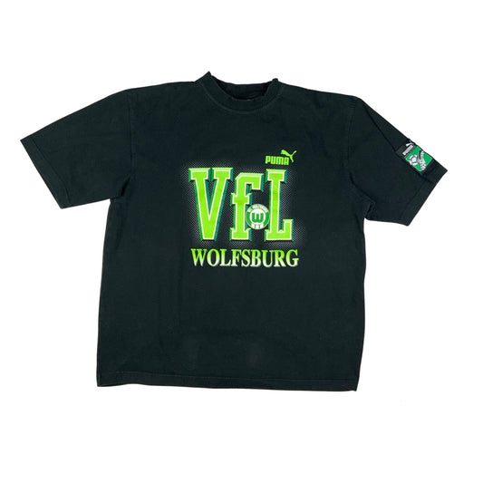 Vintage Black & Green Puma VFL Wolfsburg Football Tee S M L