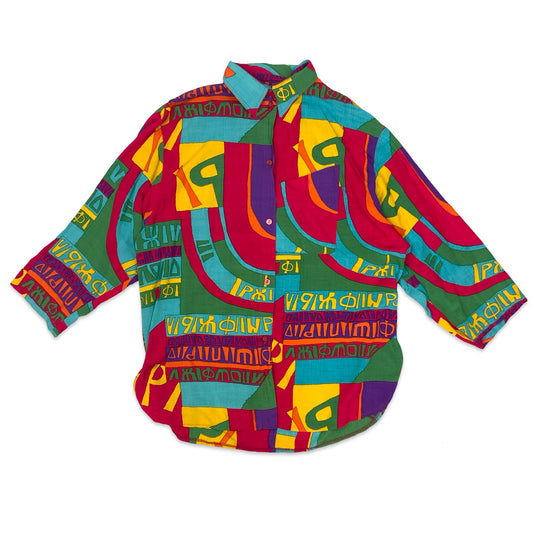 80s Multicoloured Oversized Blouse 22
