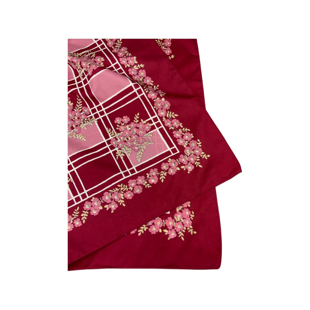 Vintage Red and Pink Floral Scarf
