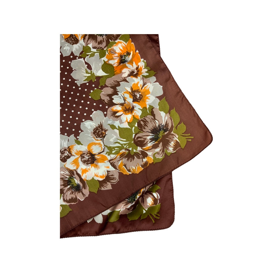 Vintage Brown Floral Scarf
