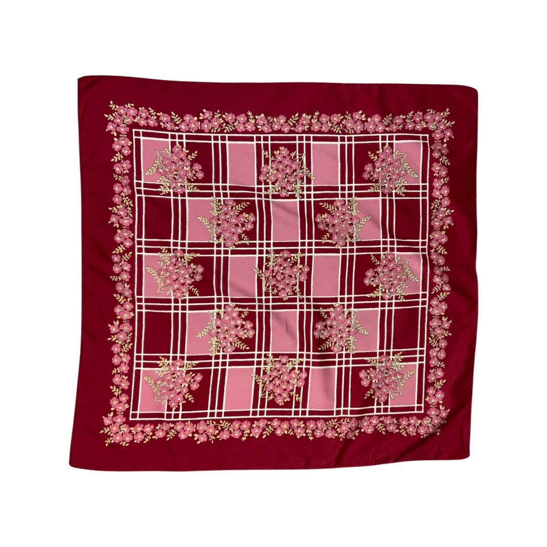 Vintage Red and Pink Floral Scarf