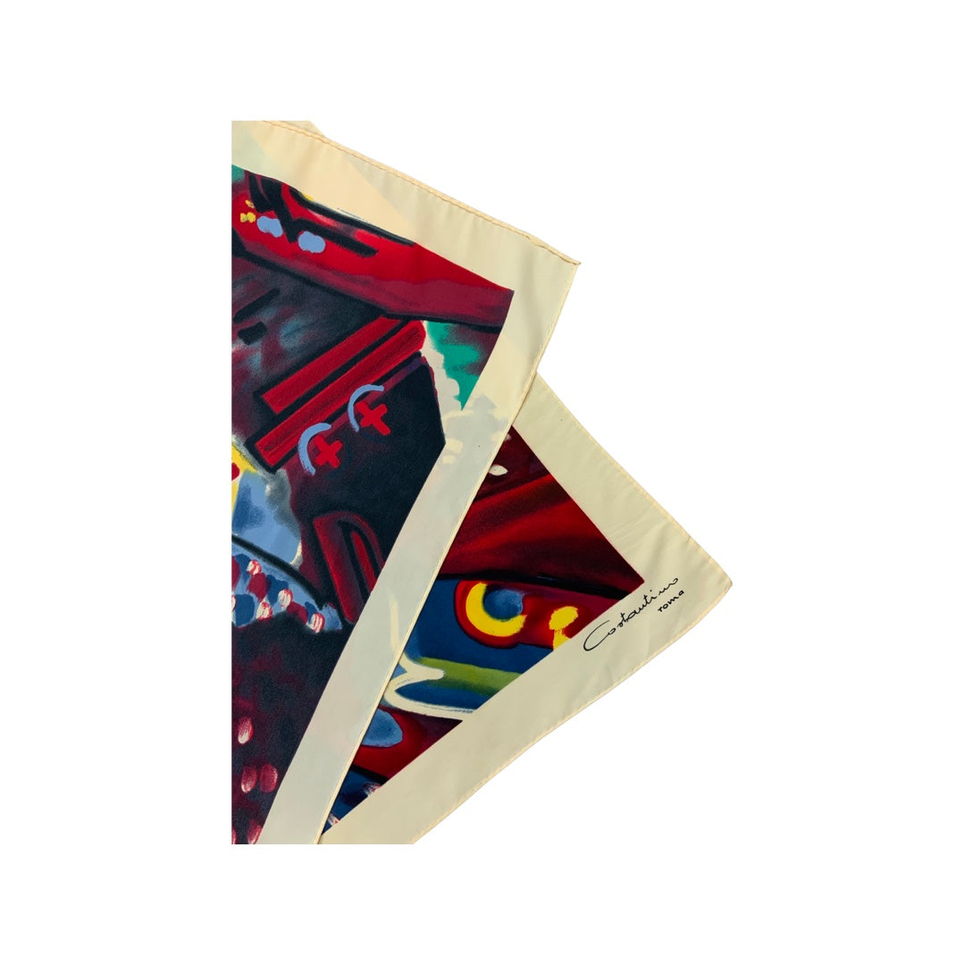 Vintage Art Deco Multicolour Silk Scarf