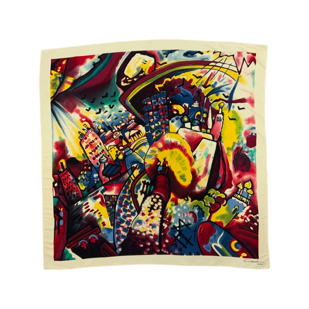 Vintage Art Deco Multicolour Silk Scarf