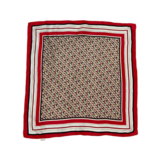 Vintage Red, White, and Black Silk Scarf