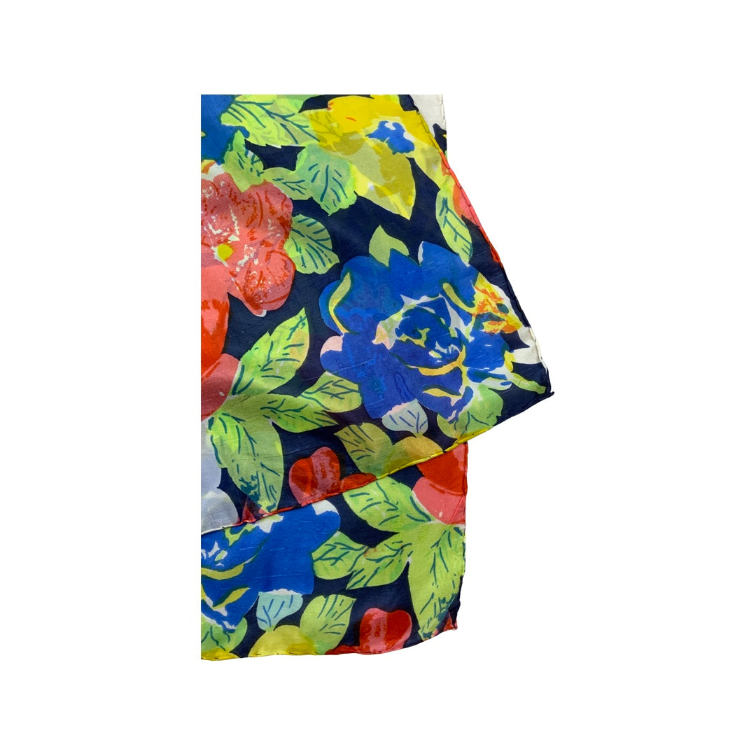 Vintage Multicolour Floral Silk Scarf