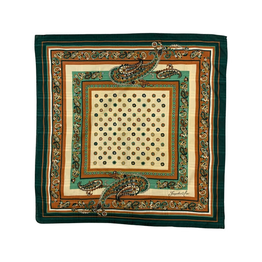 Vintage Green and Brown Patterned Scarf