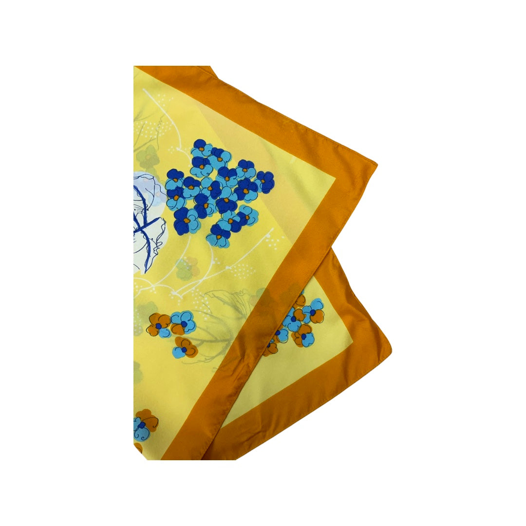 Vintage Yellow and Blue Floral Scarf