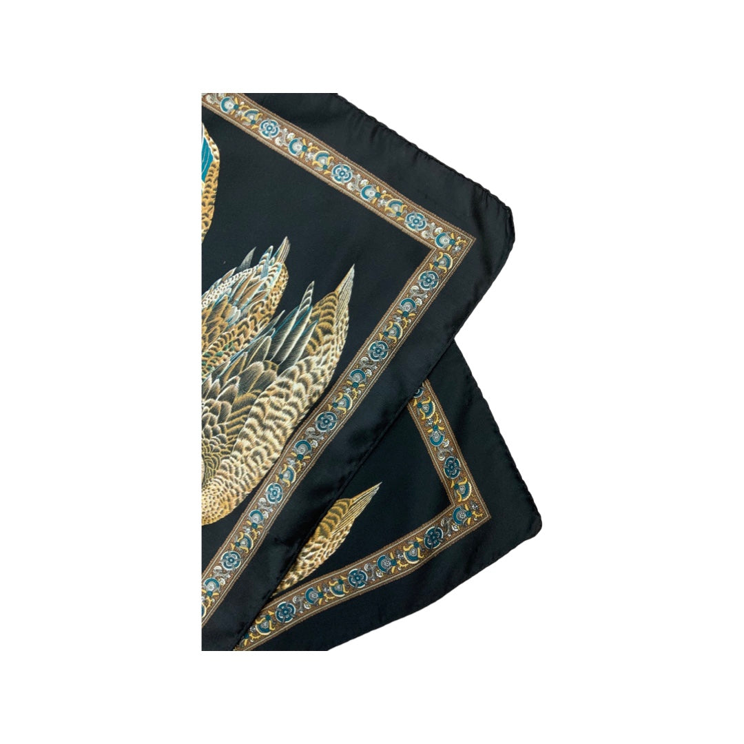 Vintage Black Duck Print Silk Scarf