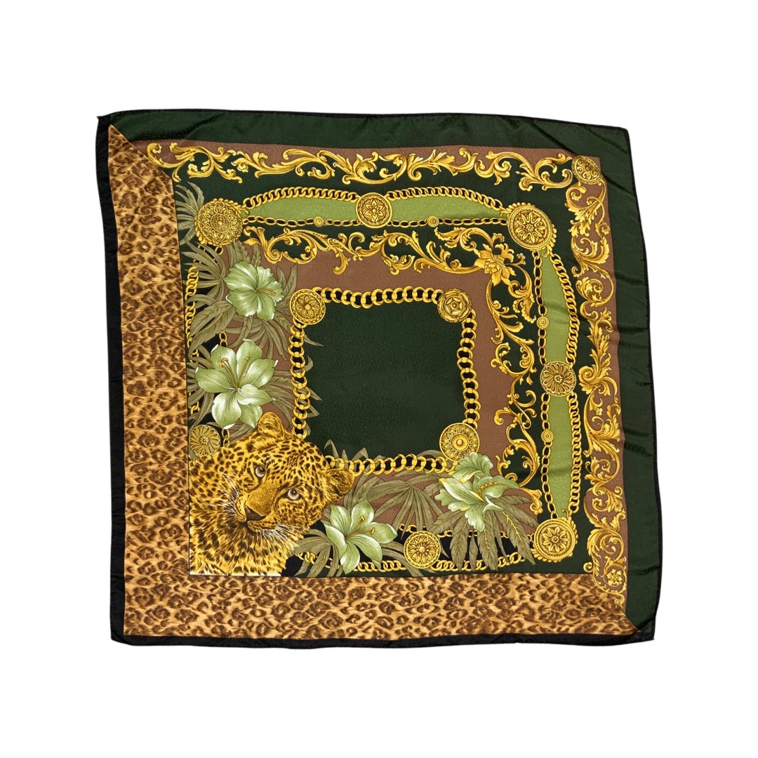Vintage Leopard Print Silk Scarf