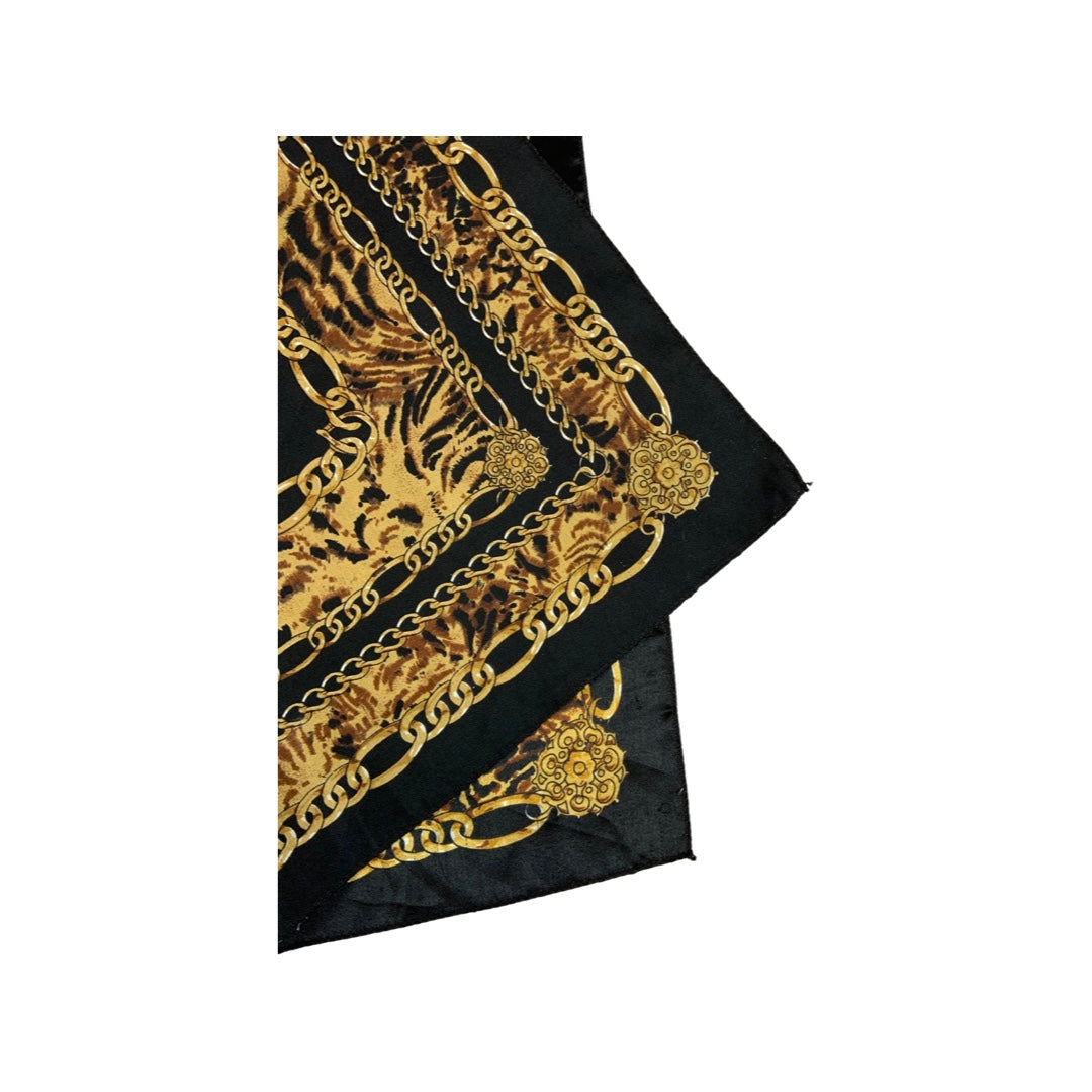 Vintage Black and Gold Animal Print Scarf