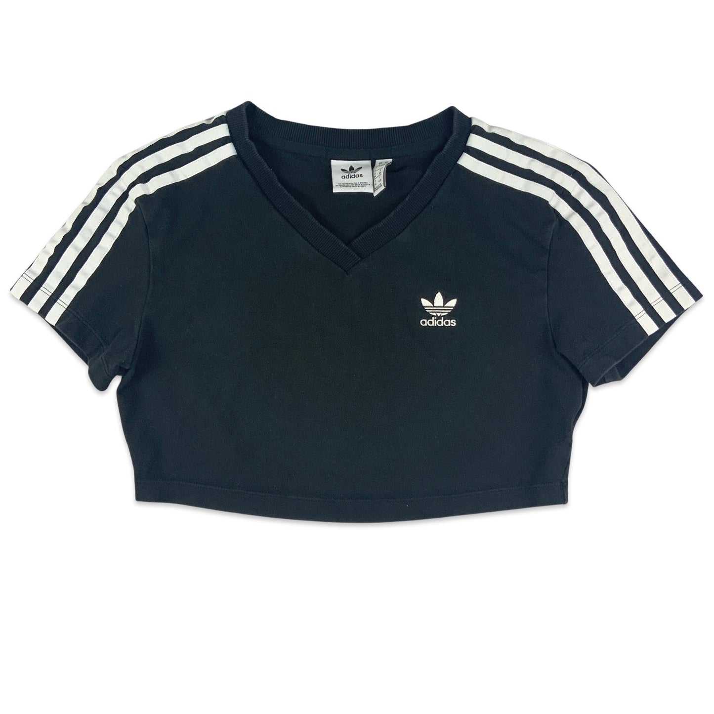 Vintage Y2K Black & White Adidas Cropped Tee T-Shirt 6 8