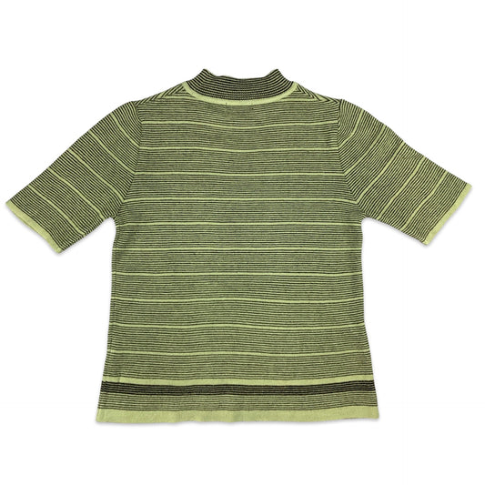Green & Black Striped Short Sleeve Jumper 10 12 14