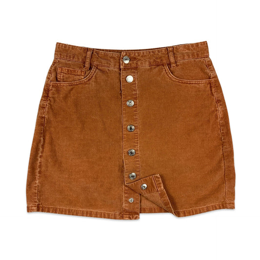 Preloved Orange Corduroy Button-up Mini Skirt 10