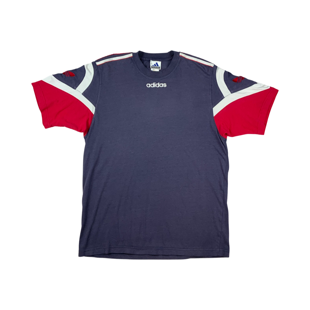 Red white and blue adidas store t shirt