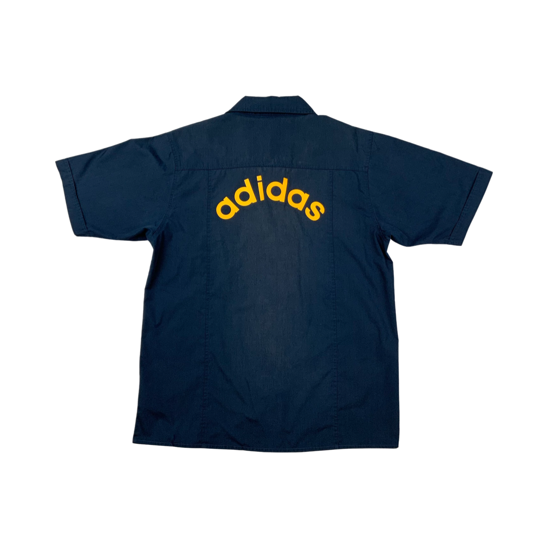 Vintage Y2K Adidas Button-Up Shirt Blue M