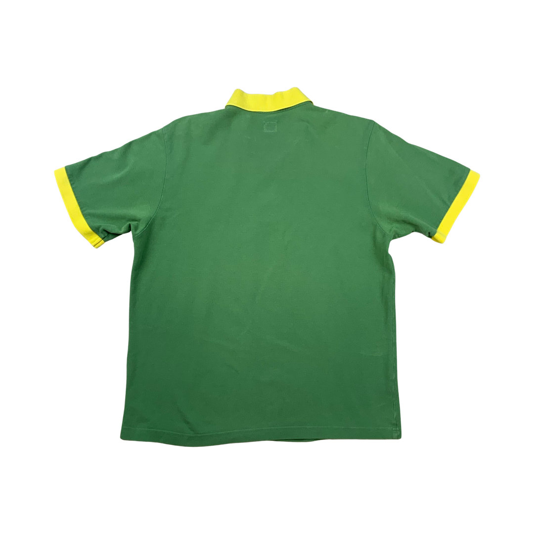 Vintage Y2K Adidas Polo Shirt Green Yellow Mens M
