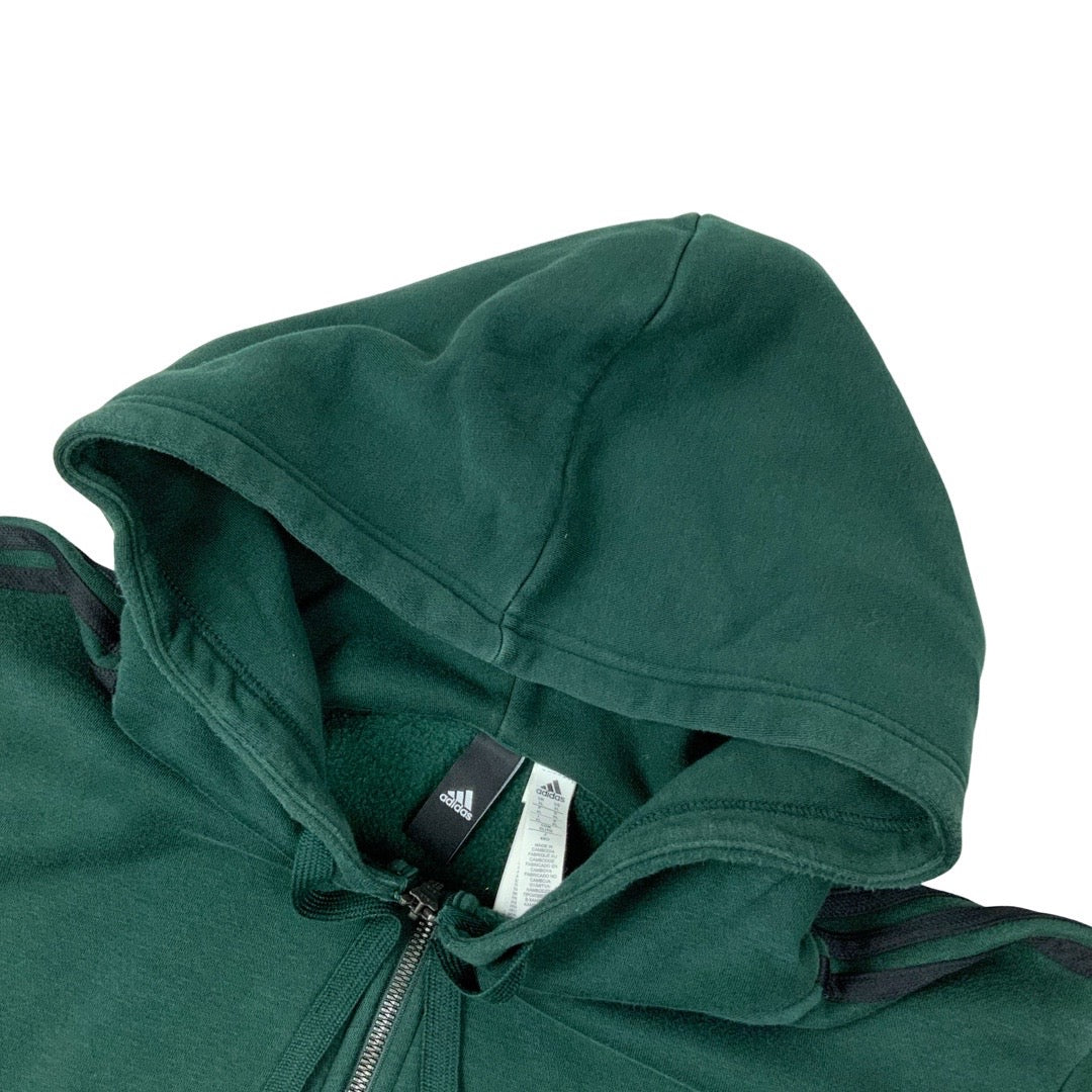 Vintage Y2K Adidas Zip-Up Hoodie Khaki Green XXL