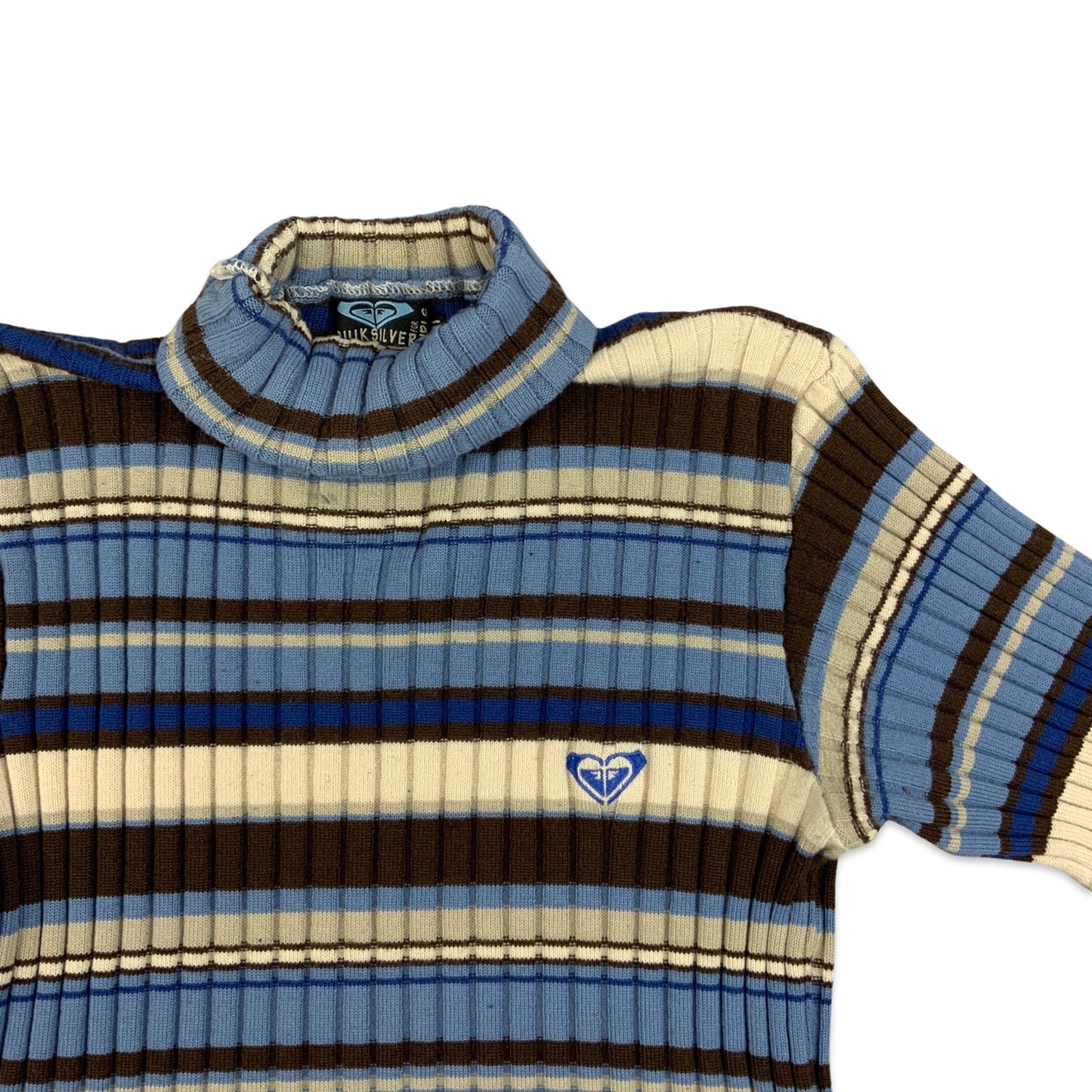 Quiksilver Striped Ribbed Roll Neck Knit Jumper 8 10 12 14 16