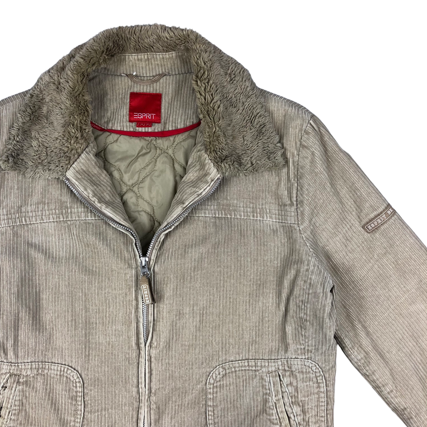Vintage Esprit Beige Lined Cord Jacket UK14