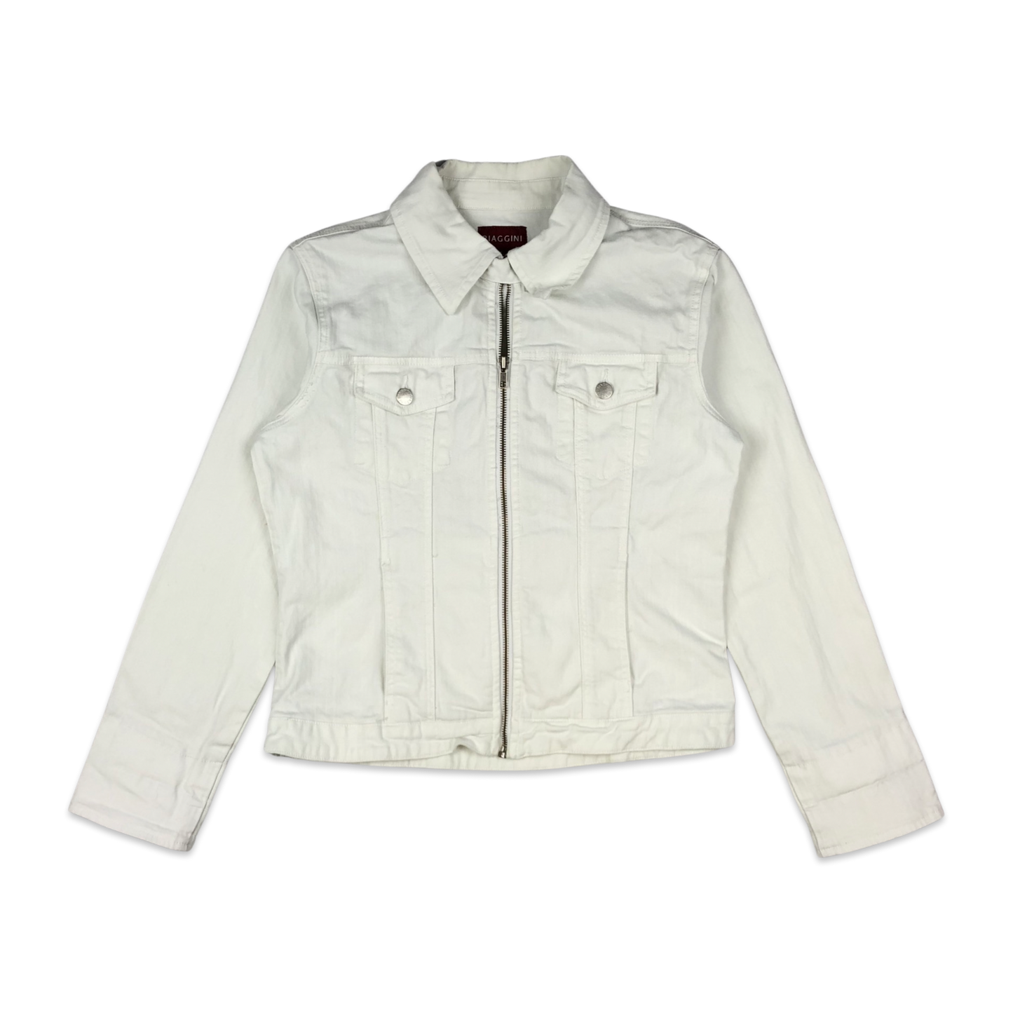 Vintage Y2K Biaggini White Zip-up Denim Jacket 12