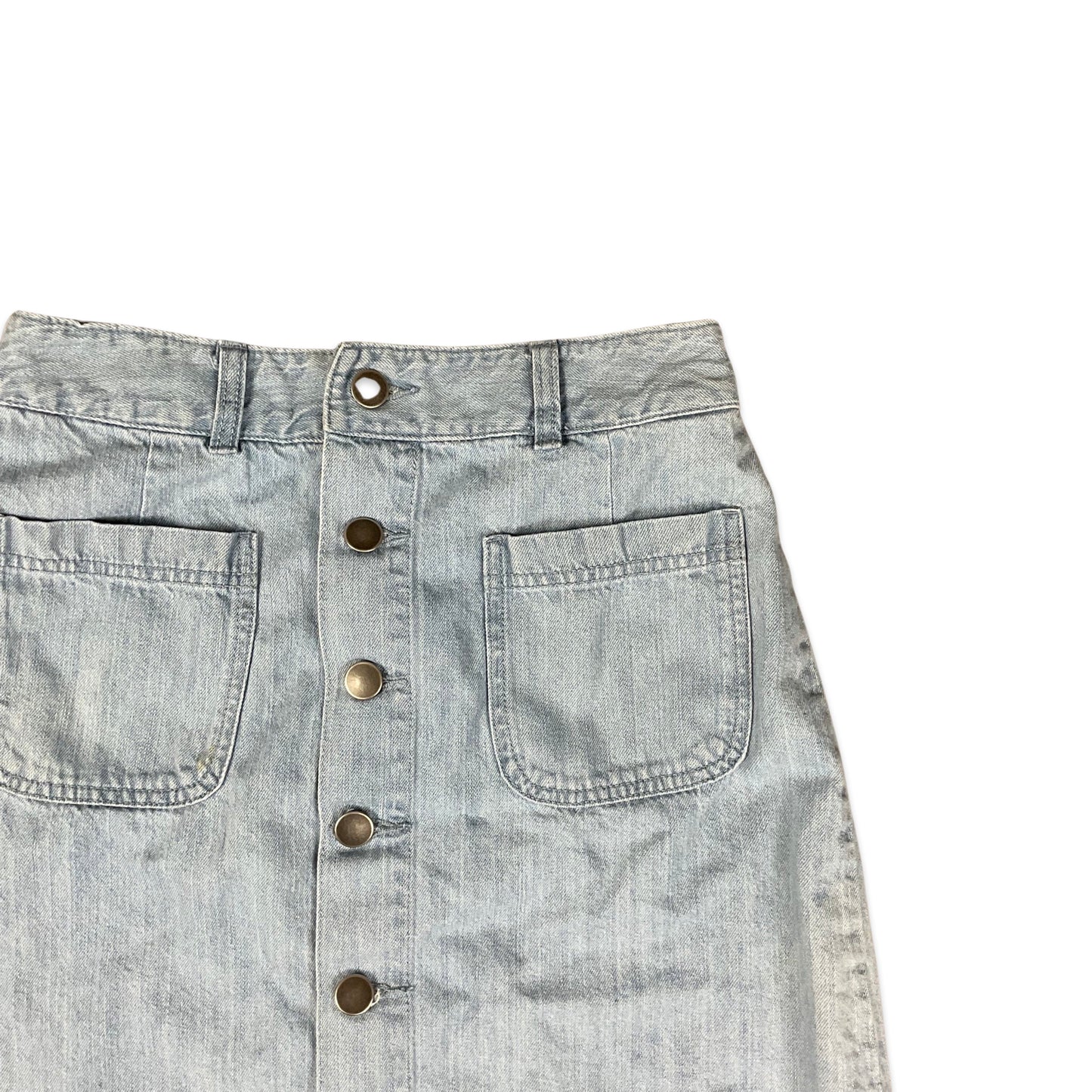 Vintage Button-up Blue Denim Mini Skirt 10