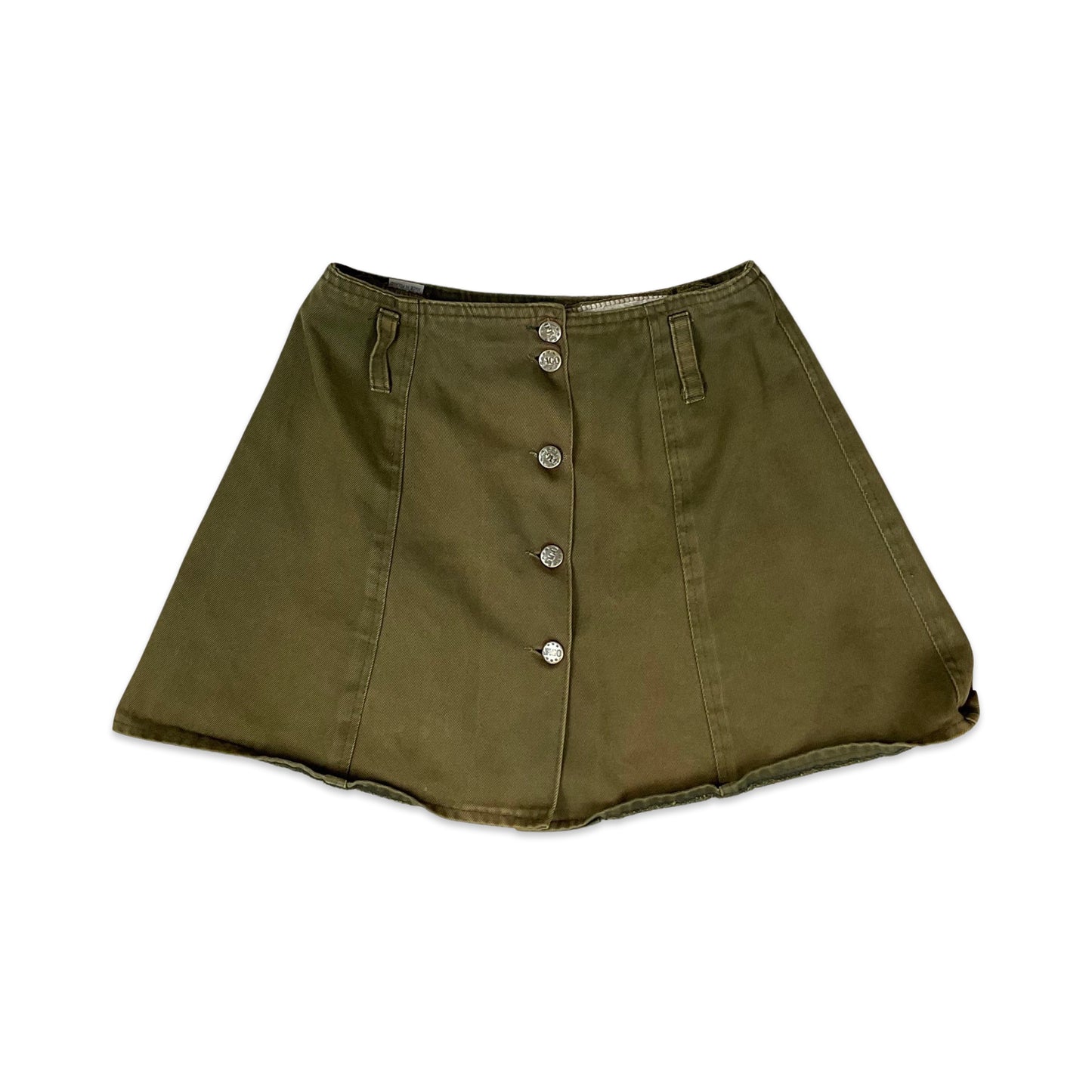 Vintage Green Denim Button-up Mini Skirt 6