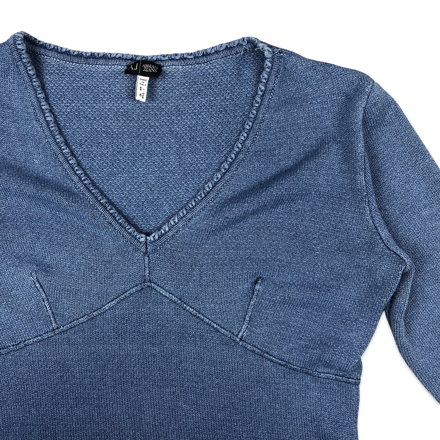 Armani Jeans Blue V Neck Knit Top 14 16