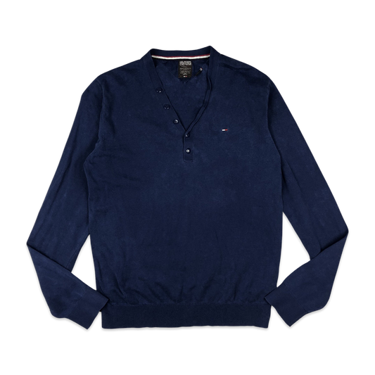 Tommy Hilfiger Knit Top Navy Henley S M