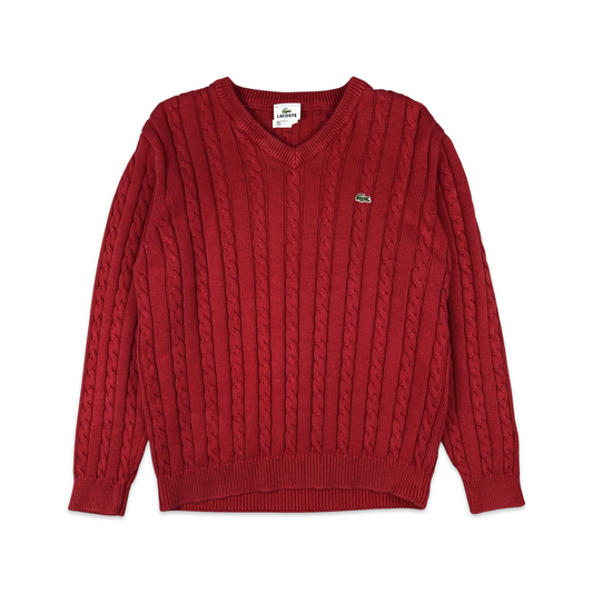 Lacoste Cable Knit Jumper Red XL