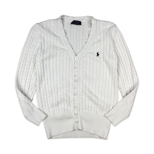 Polo Ralph Lauren White Cable Knit Cardigan 10 12