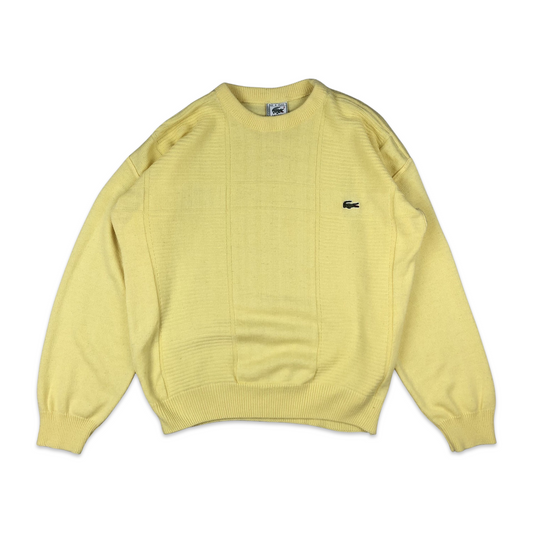 Vintage 80s Chemsee Lacoste Yellow Knit Jumper XL